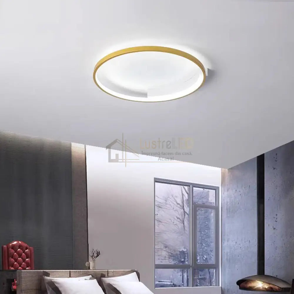 Lustra LED Aplicata JORY White&Gold Telecomanda Echivalent 600W Lighting Fixtures