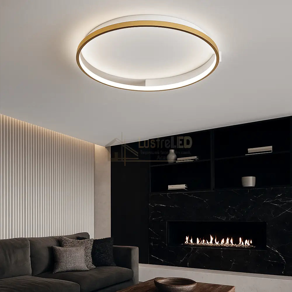 Lustra LED Aplicata JORY White&Gold Telecomanda Echivalent 600W Lighting Fixtures