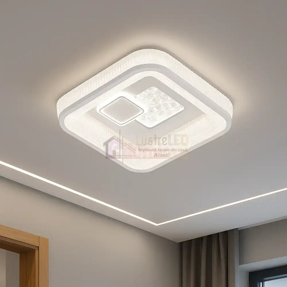 Lustra LED Koko Square White Echivalent 100W ALBA / SQUARE DESIGN / 31CM Lighting Fixtures