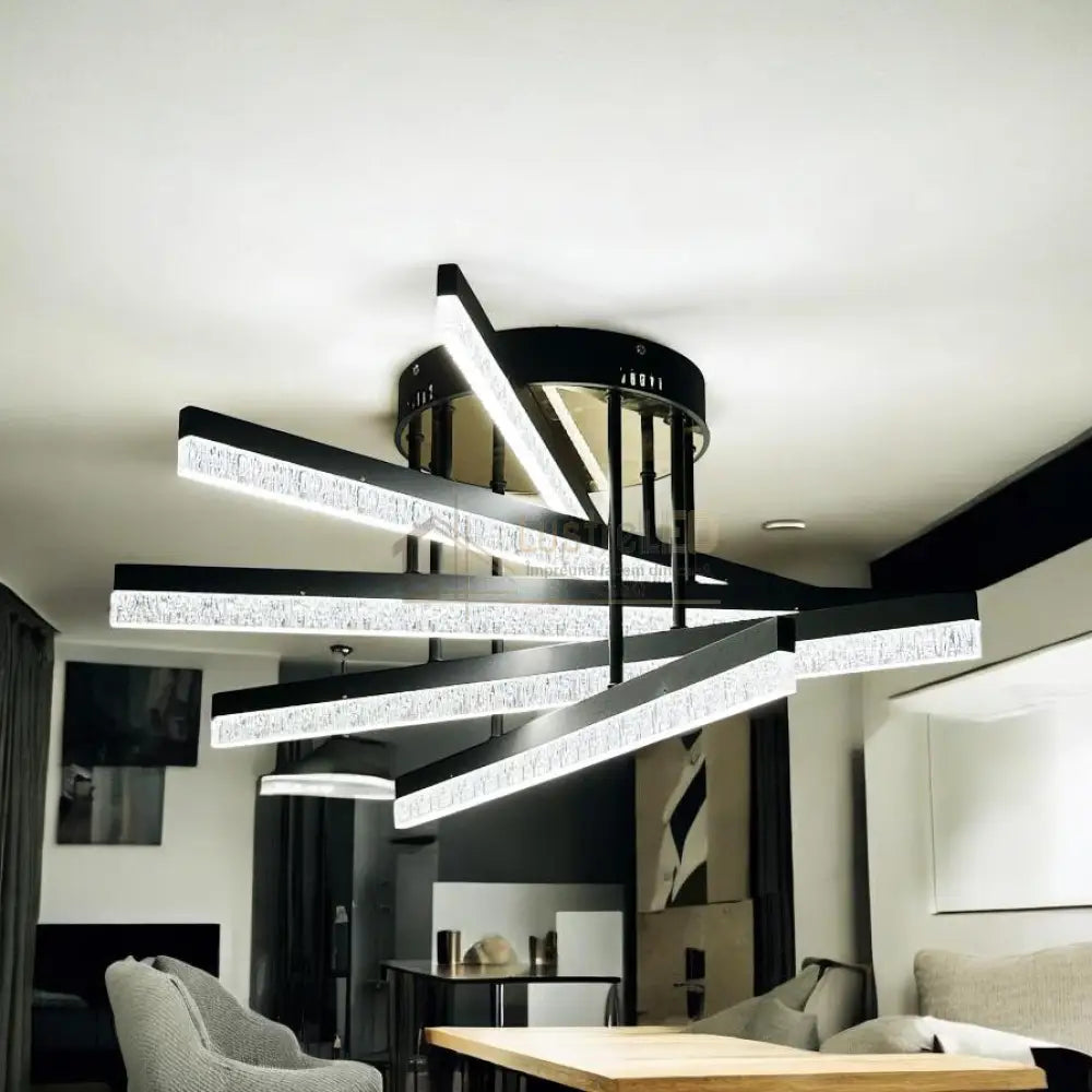 Lustra LED Aplicata Mira 5 Linnes Echivalent 500W Telecomanda NEAGRA / MINIMALIST DESIGN Chandeliers
