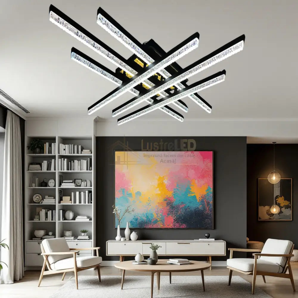 Lustra LED Cristal Aplicata Royalty Square Telecomanda Echivalent 800W (Copy) lustreled.ro