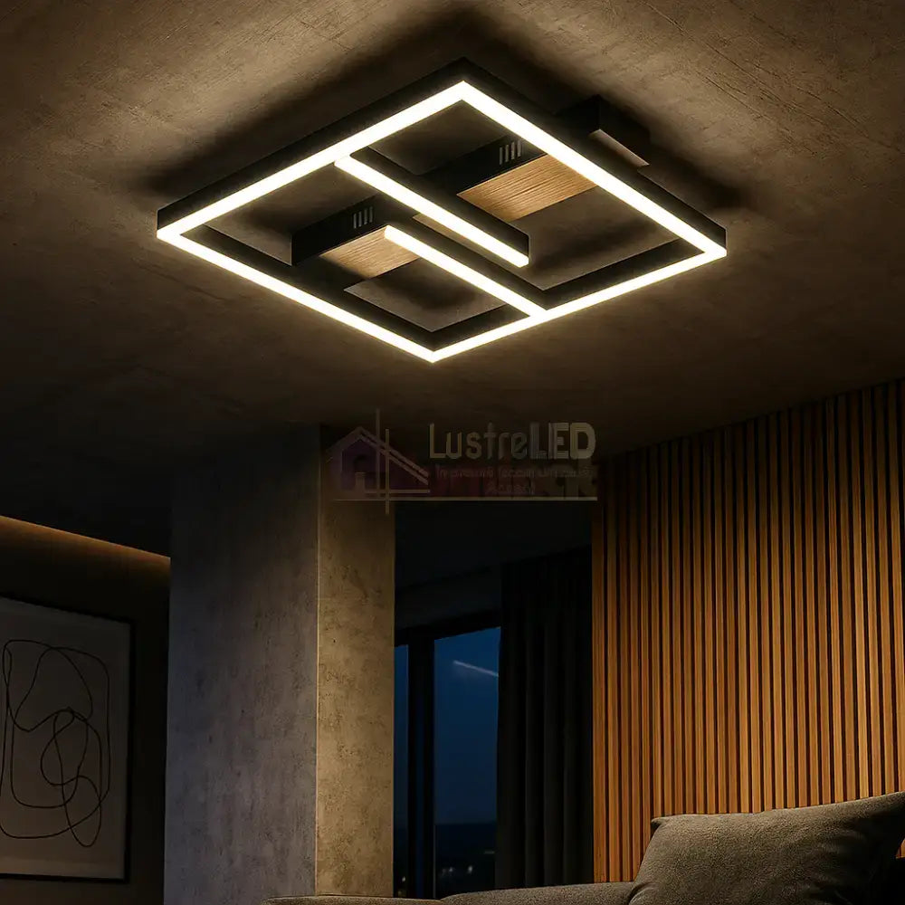 Lustra LED Zenn Telecomanda Wifi 2.4G Black 3 Culori G4218 NEAGRA / SQUARE DESIGN Lighting Fixtures