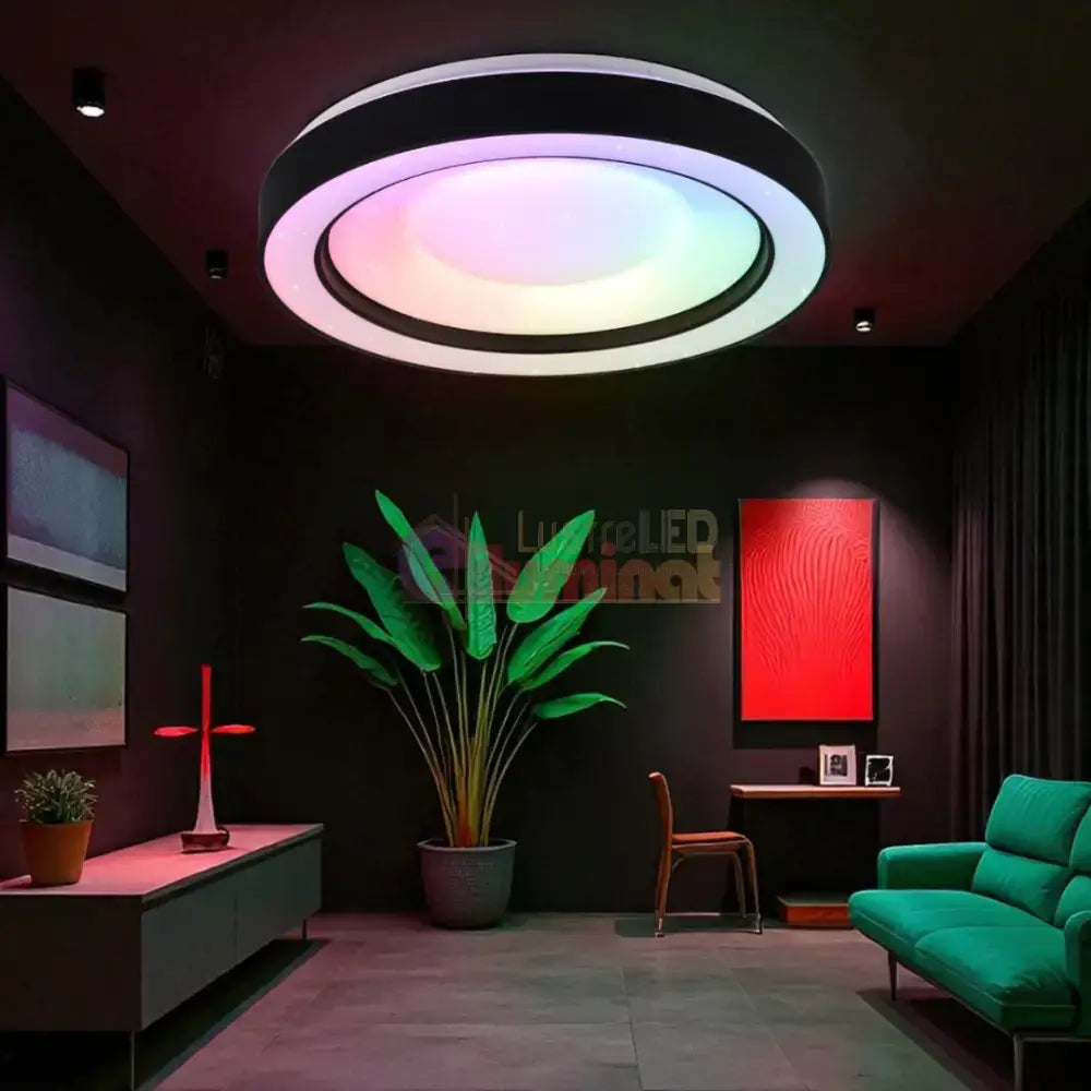 Lustra LED ARCO Black RGB-CCT Echivalent 200W Telecomanda lustreled.ro