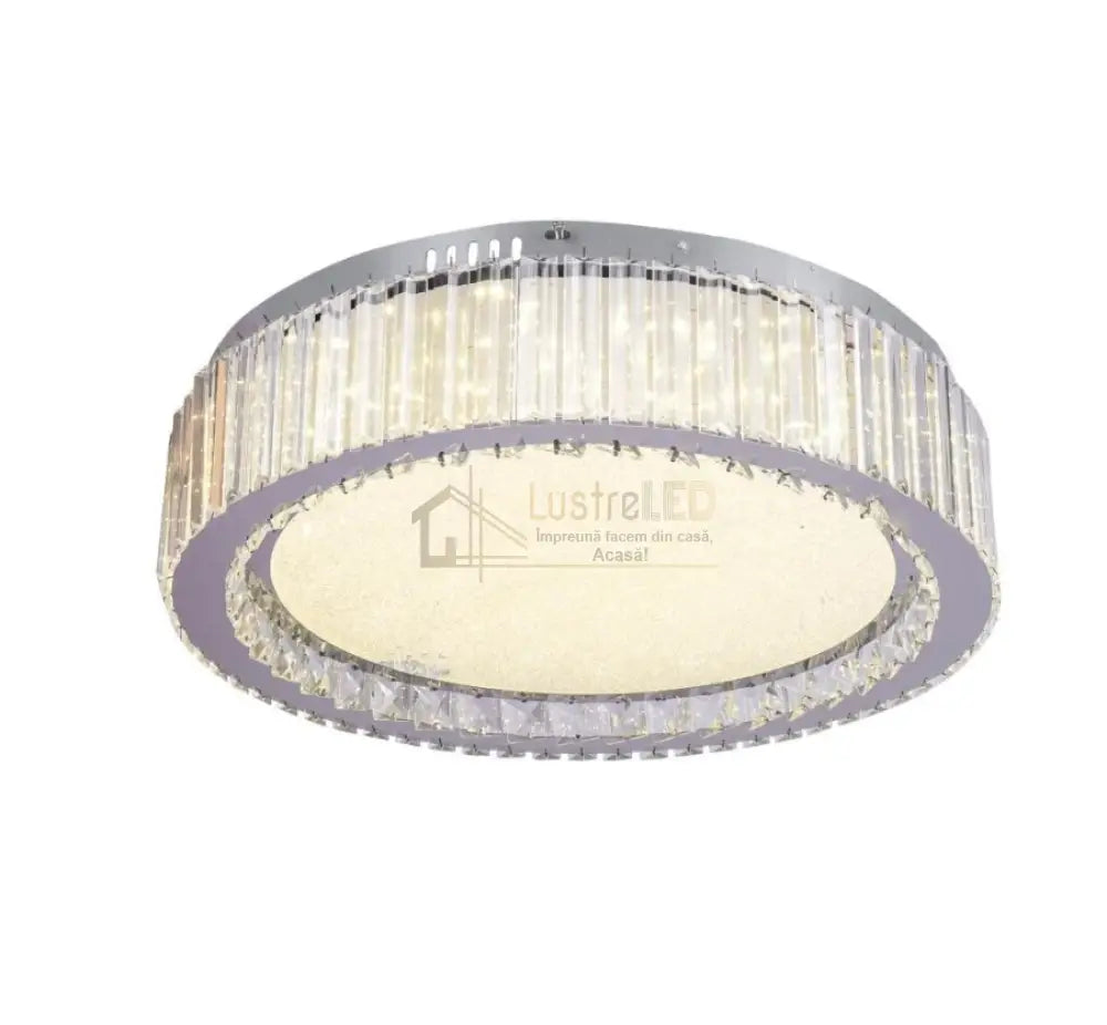 Lustra LED Argintie Aurora Crystal Round Telecomanda lustreled.ro