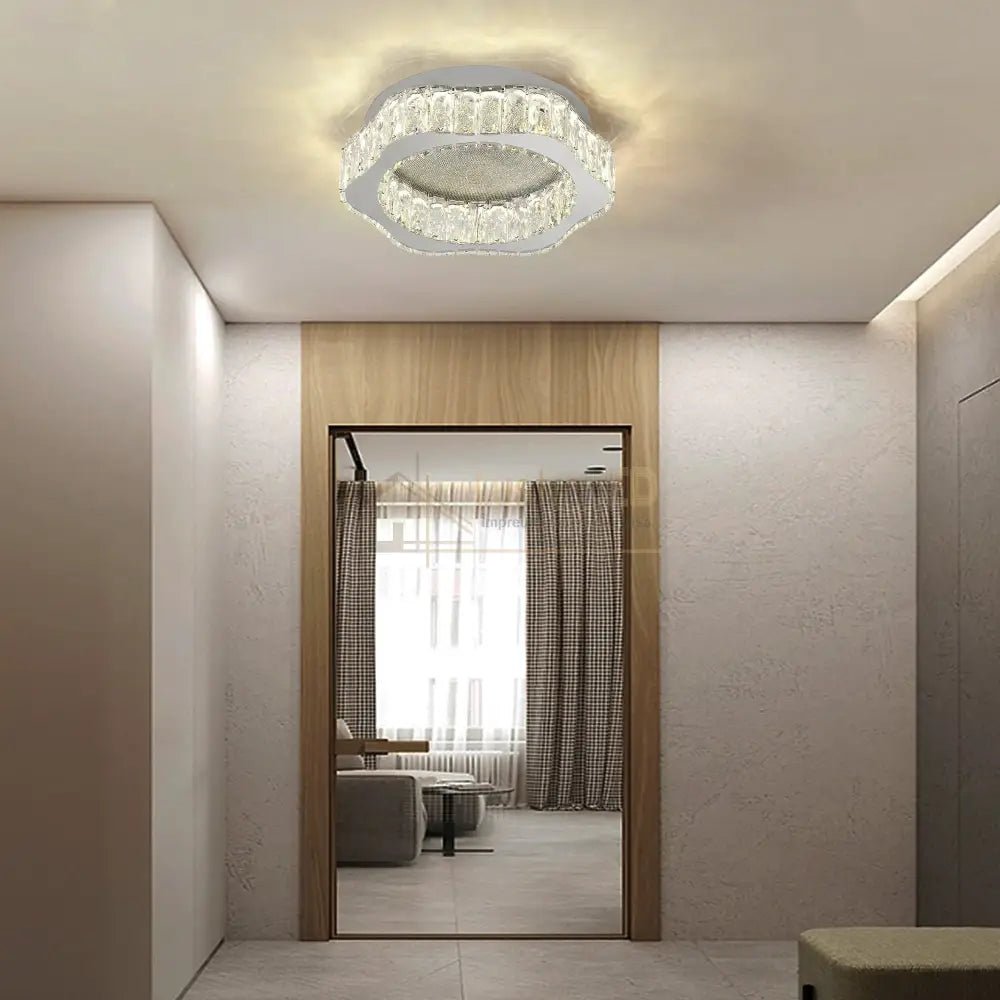 Lustra LED Argintie Splash Crystal Telecomanda lustreled.ro