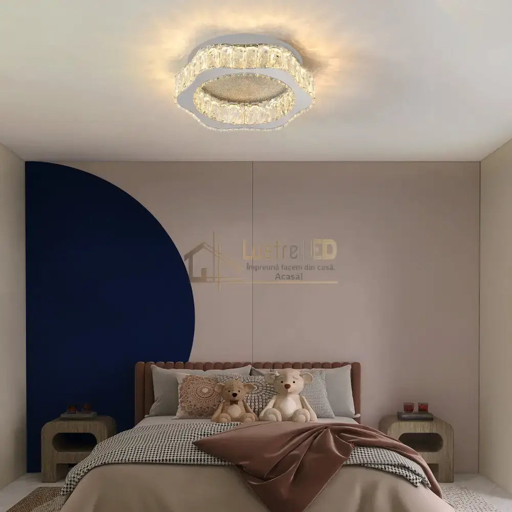 Lustra LED Argintie Splash Crystal Telecomanda lustreled.ro
