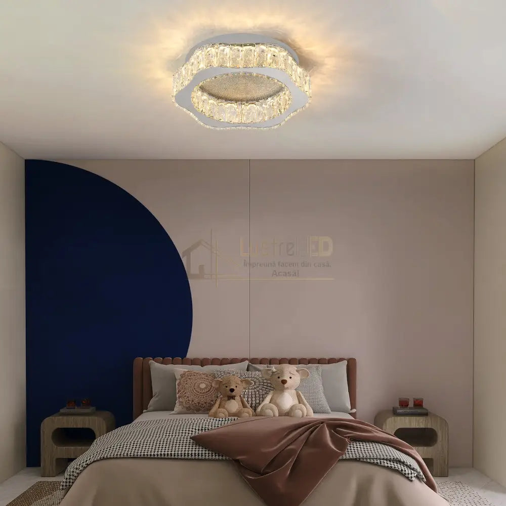 Lustra LED Argintie Splash Crystal Telecomanda lustreled.ro