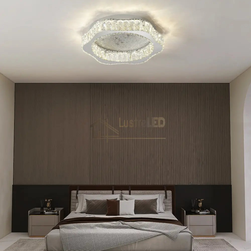 Lustra LED Argintie Splash Crystal Telecomanda lustreled.ro