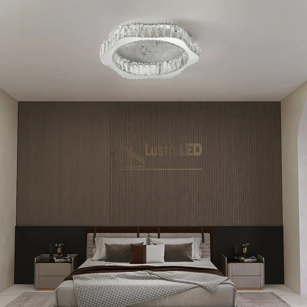 Lustra LED Argintie Splash Crystal Telecomanda lustreled.ro