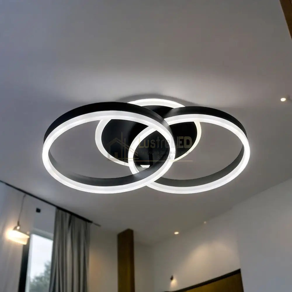 Lustra Led Beauty Black 1 + 1 Circle Echivalent 400W Telecomanda Lighting Fixtures