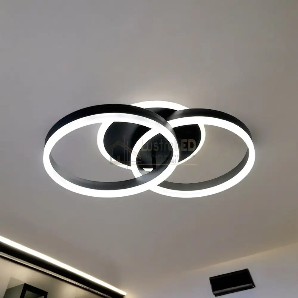 Lustra Led Beauty Black 1 + 1 Circle Echivalent 400W Telecomanda Lighting Fixtures