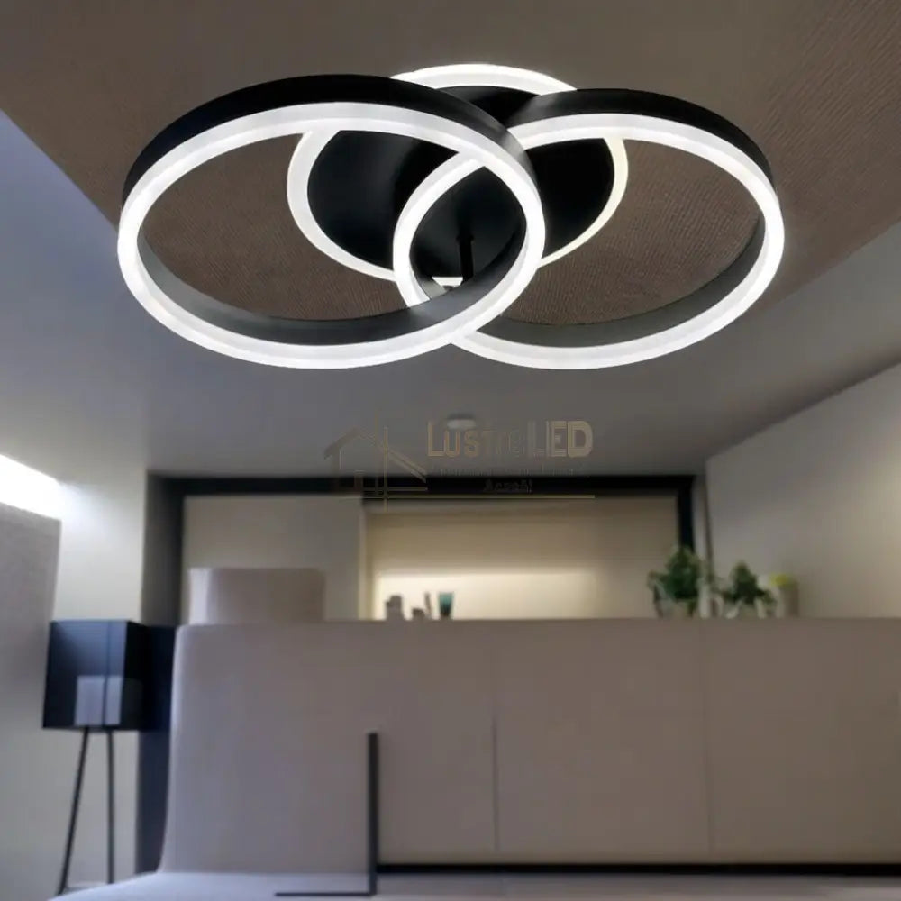 Lustra Led Beauty Black 1 + 1 Circle Echivalent 400W Telecomanda Lighting Fixtures