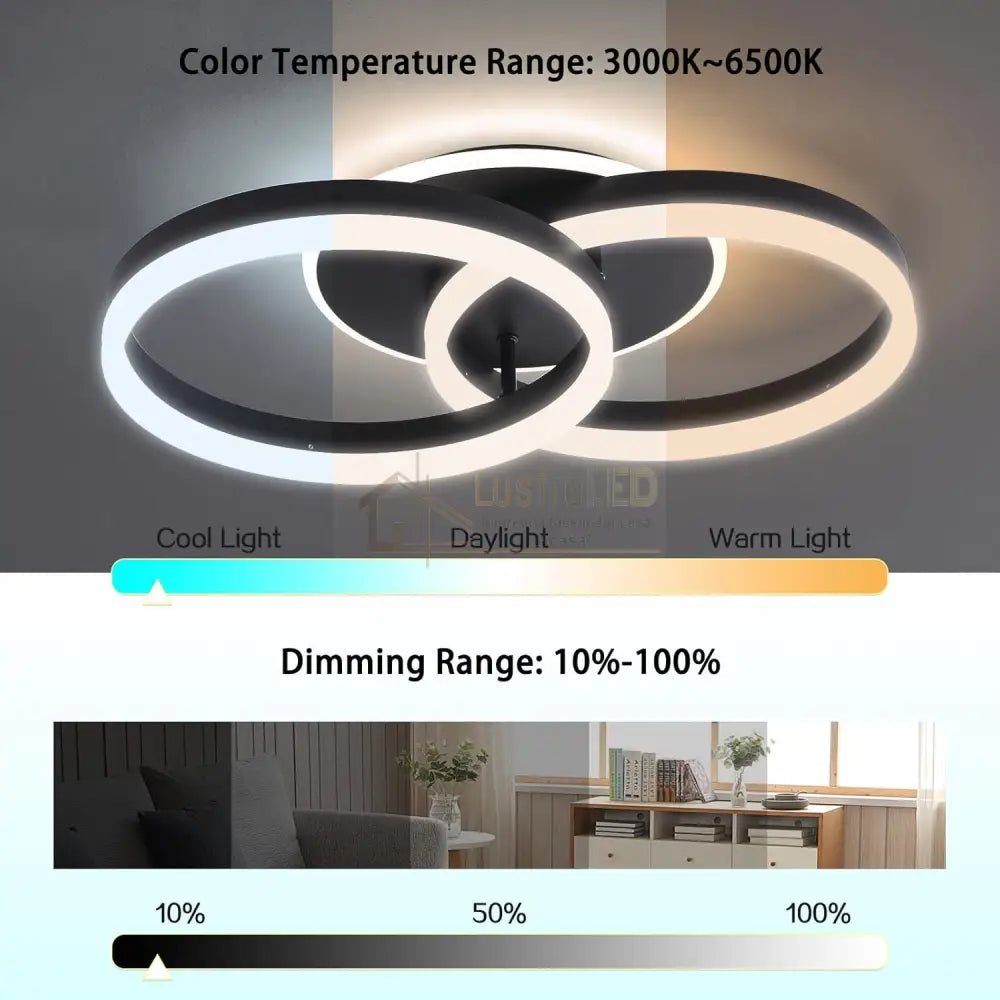 Lustra LED Beauty Black 1 + 1 Circle Echivalent 400W Telecomanda NEAGRA / CIRCLE DESIGN Lighting Fixtures