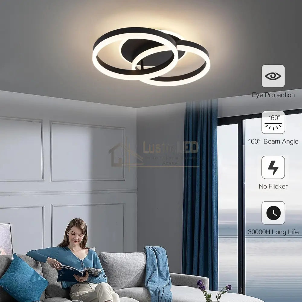 Lustra LED Beauty Black 1 + 1 Circle Echivalent 400W Telecomanda NEAGRA / CIRCLE DESIGN Lighting Fixtures