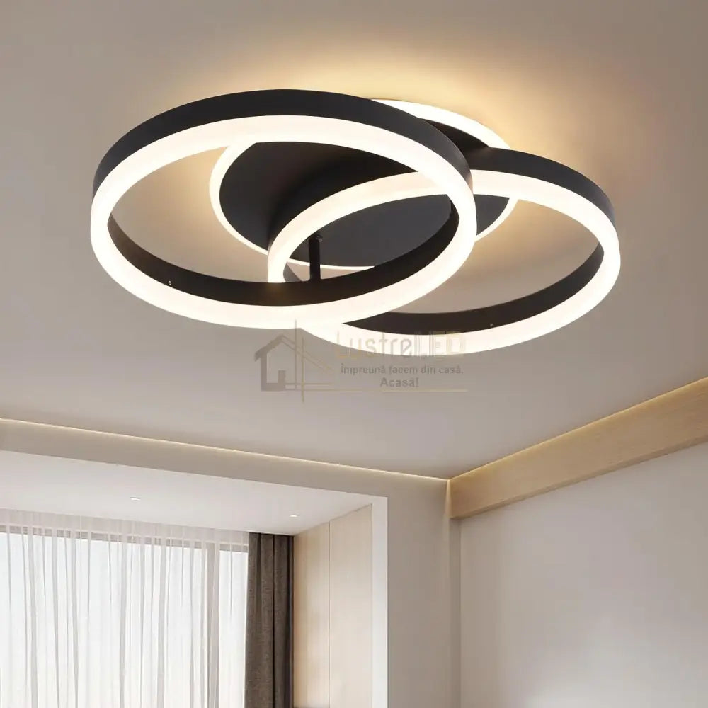 Lustra LED Beauty Black 1 + 1 Circle Echivalent 400W Telecomanda NEAGRA / CIRCLE DESIGN Lighting Fixtures