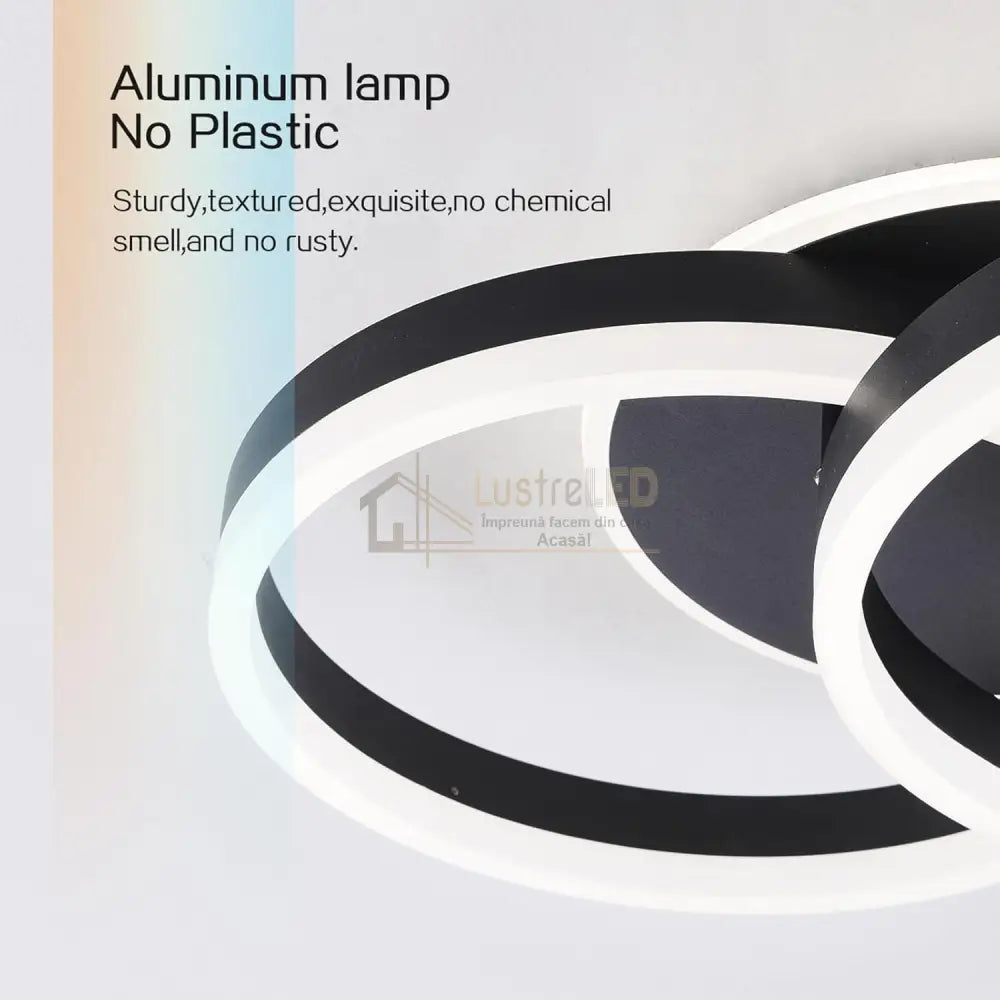 Lustra LED Beauty Black 1 + 1 Circle Echivalent 400W Telecomanda NEAGRA / CIRCLE DESIGN Lighting Fixtures