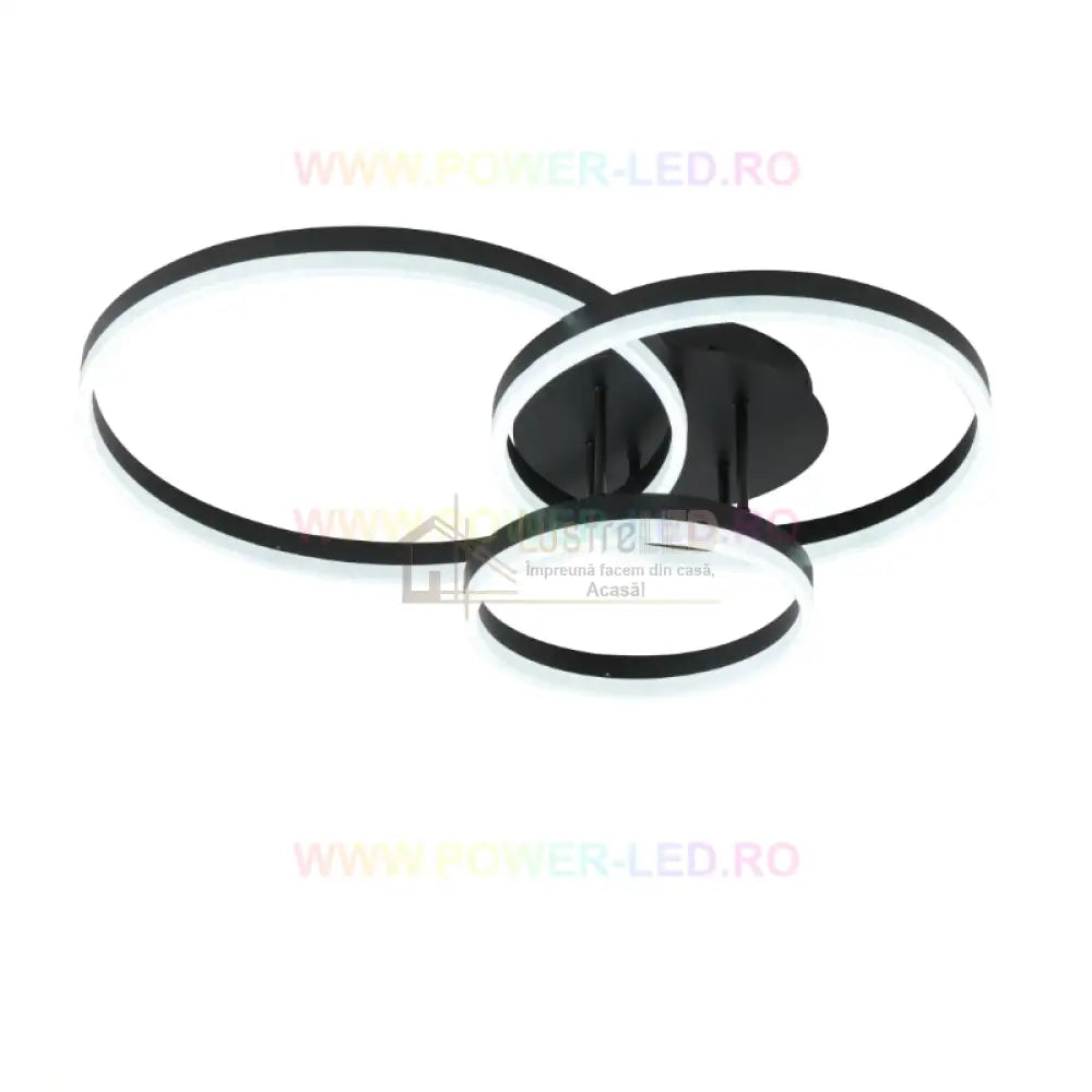 Lustra Led Beauty Black Circle Echivalent 600W Telecomanda Lighting Fixtures