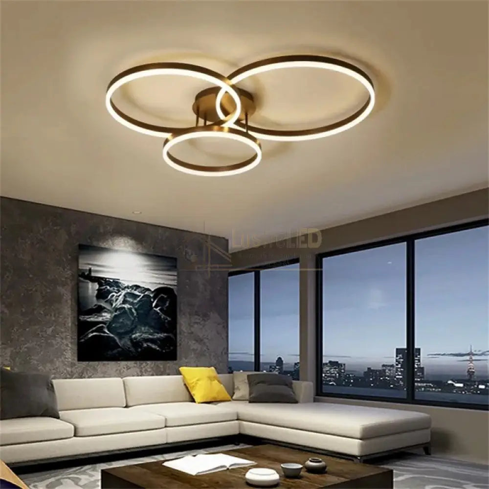 Lustra Led Beauty Brown Circle Echivalent 600W Telecomanda Lighting Fixtures