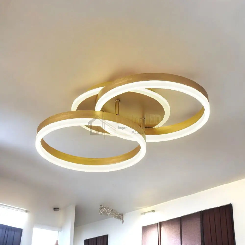 Lustra Led Beauty Gold 1 + 1 Circle Echivalent 400W Telecomanda Lighting Fixtures