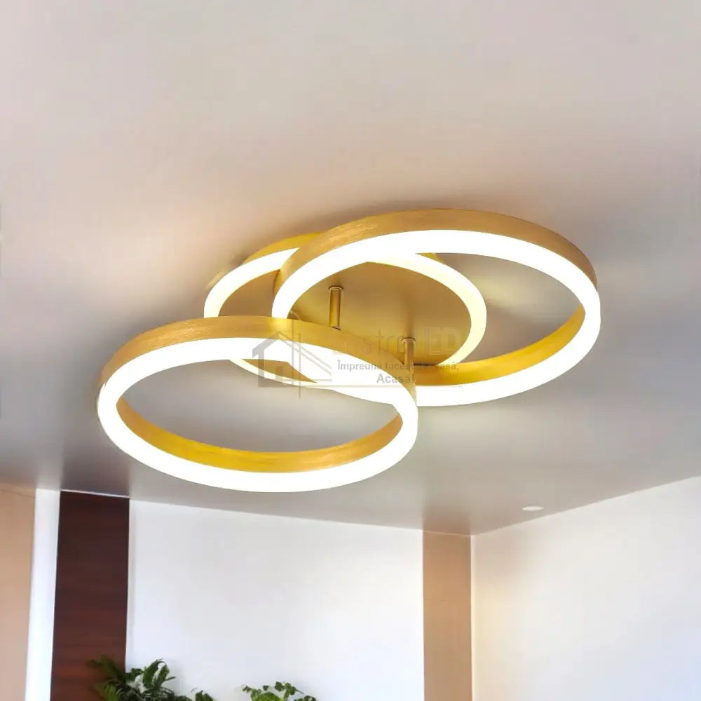 Lustra Led Beauty Gold 1 + 1 Circle Echivalent 400W Telecomanda Lighting Fixtures