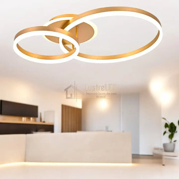 Lustra LED Beauty Gold 2 BIG Circle Echivalent 600W Telecomanda