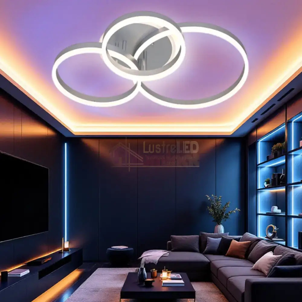 Lustra LED Beauty Silver Circle Echivalent 600W cu Telecomandă 5185-40 + 30 + 25cm SILVER / CIRCLE DESIGN Lighting