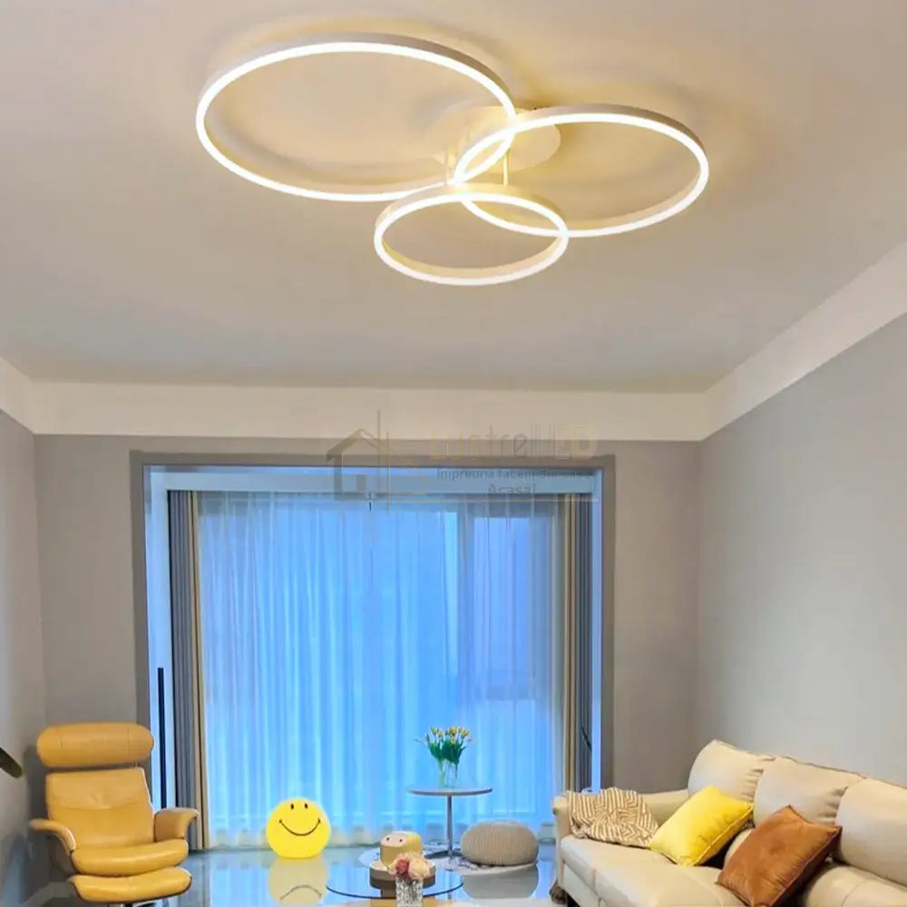 Lustra Led Beauty White Circle Echivalent 600W Telecomanda Lighting Fixtures