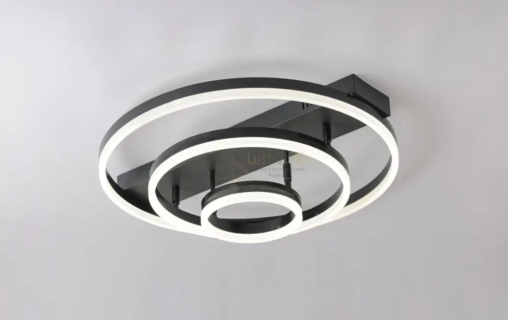 Lustra LED Black 3 Rings Reglabile Echivalent 800W Telecomanda lustreled.ro
