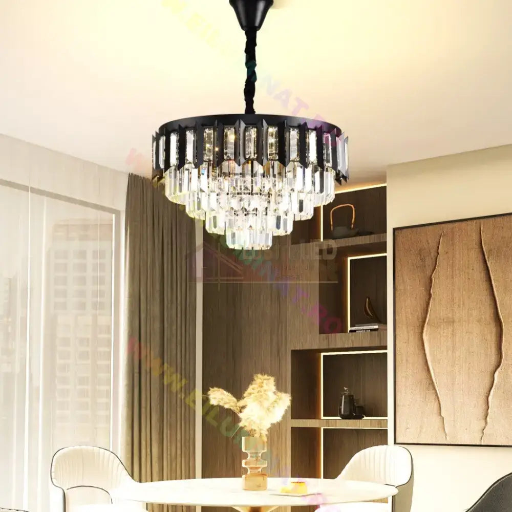 Lustra Led Black Shine Cristal Echivalent 600W Montaj Aplicat/Suspendat Lighting Fixtures