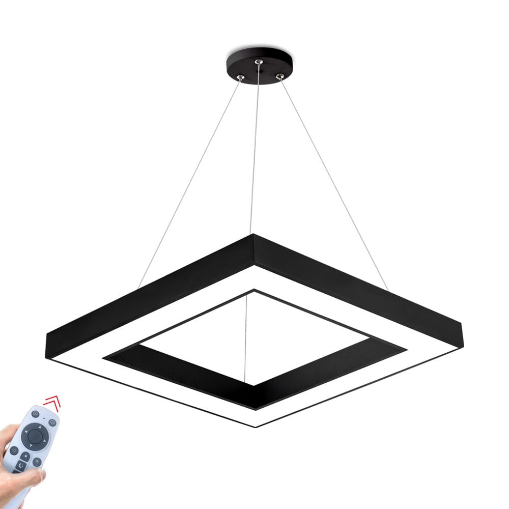 Lustra LED Suspendata RENZO Square Black Telecomanda Echivalent 300W