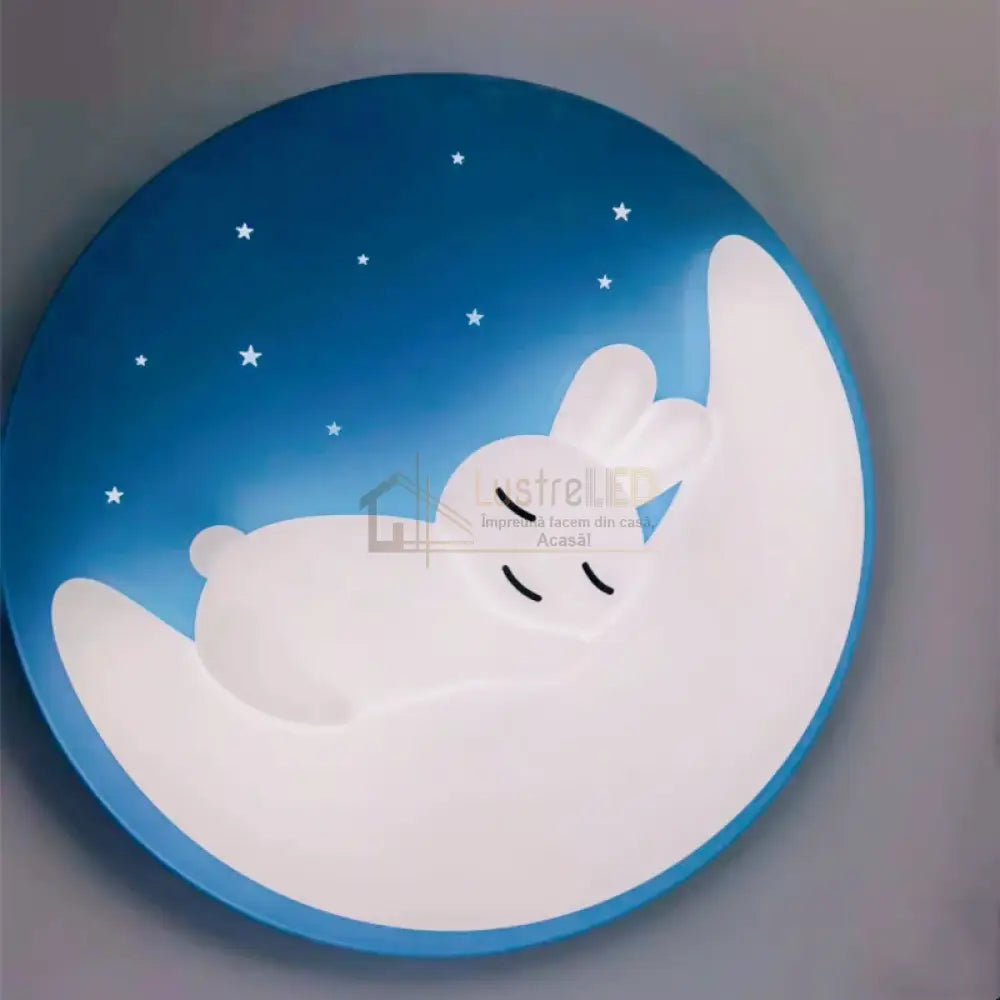 Lustra Led Blue Sleepy Bunny Echivalent 300W Telecomanda Lighting Fixtures