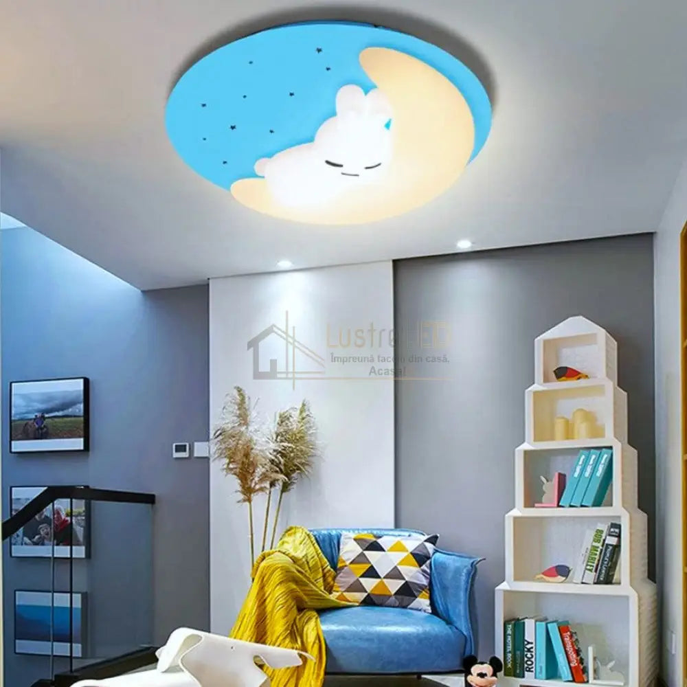 Lustra Led Blue Sleepy Bunny Echivalent 300W Telecomanda Lighting Fixtures