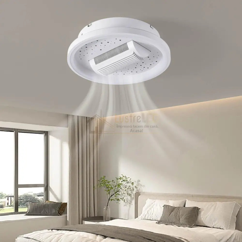 Lustra Led C2402 Cu Ventilator Reglabil Si Telecomanda Echivalent 500W Ceiling Light With Fan