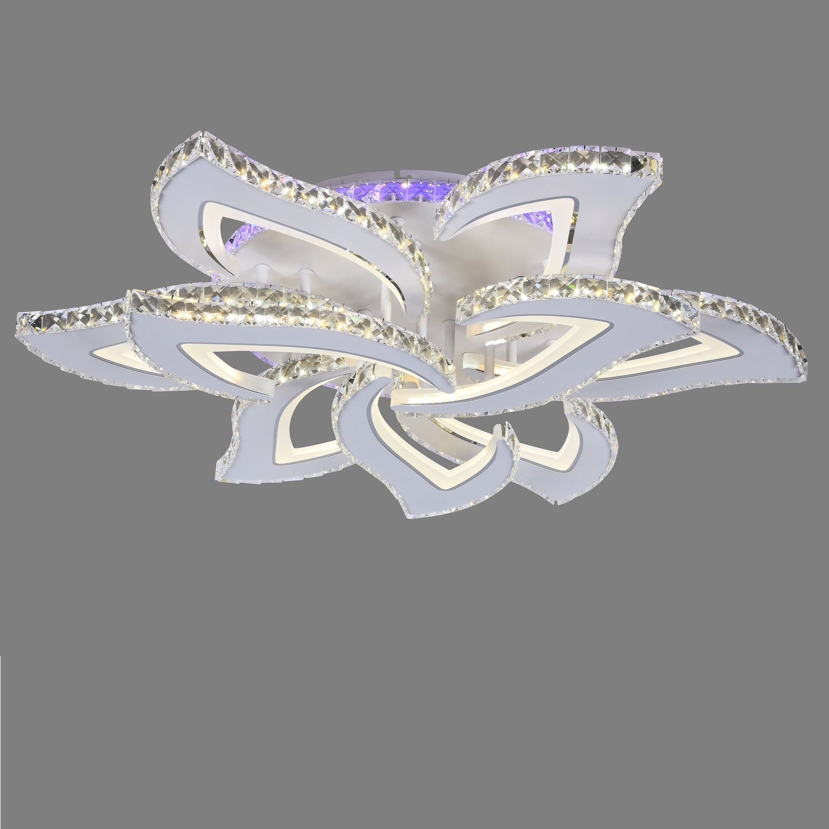 Lustra LED Camelia Grande Cristal Alba RGB Telecomanda Echivalent 1200W