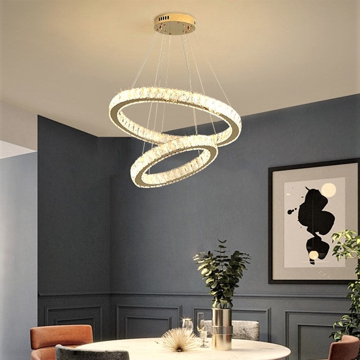 Lustra LED Cristal 2 Segmente Telecomanda Echivalent 600W