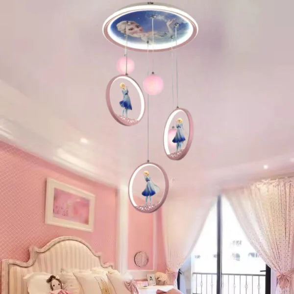 Lustra LED Suspendata ELSA Echivalent 400W Telecomanda ROZ / KIDS Lighting Fixtures