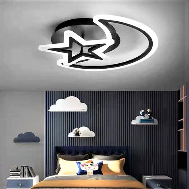 Lustra LED SEMILUNA Neagra Echivalent 400W Telecomanda