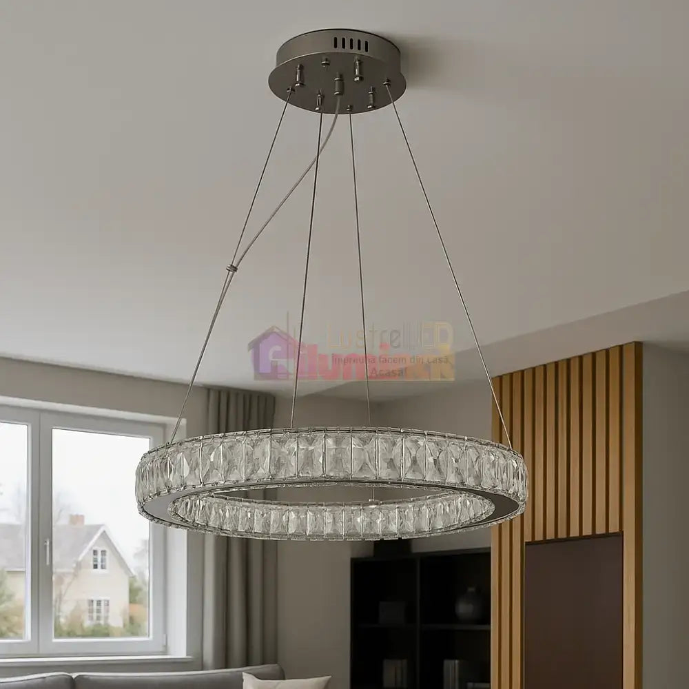 Lustra LED Suspendata Silver Crystal 1 Segment Rotund 75171/500 lustreled.ro