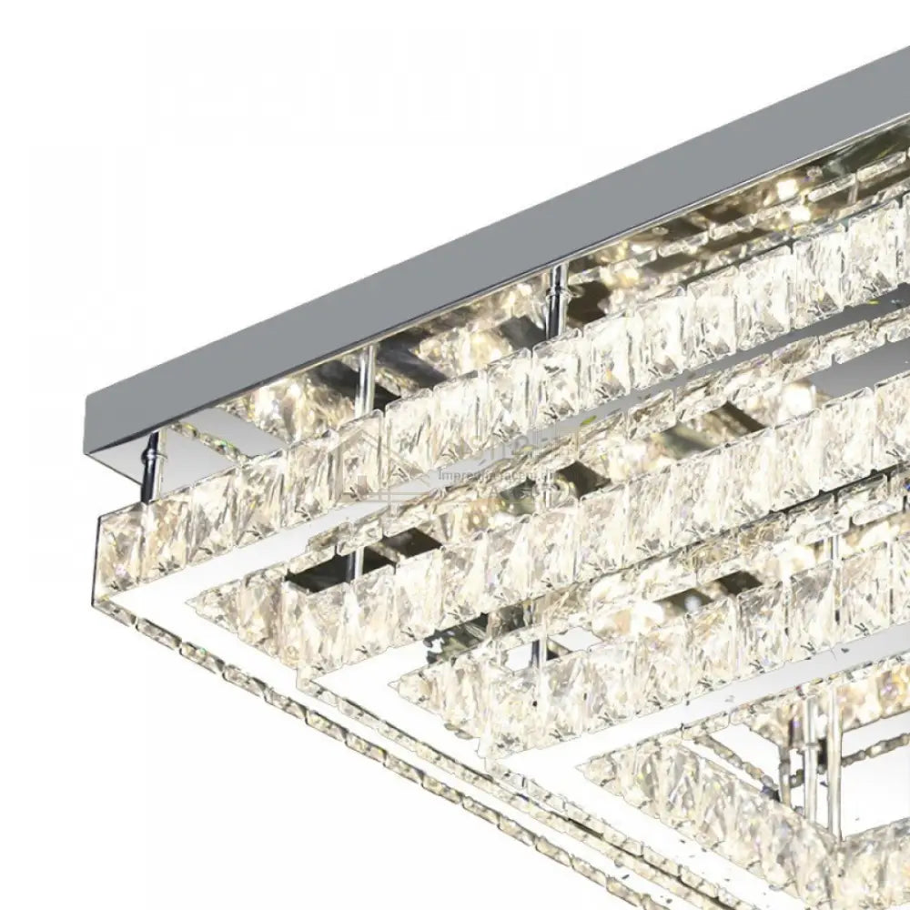 Lustra LED Exquisite Square Cristal Echivalent 400W Telecomanda CHROME / 40CM / CRISTAL Chandeliers