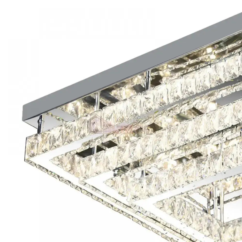 Lustra LED Exquisite Square Cristal Echivalent 400W Telecomanda CHROME / 40CM / CRISTAL Chandeliers
