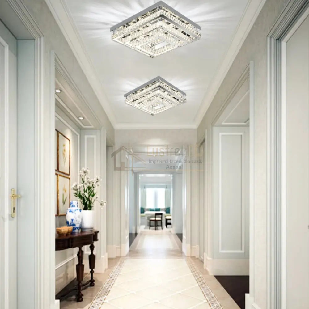 Lustra LED Exquisite Square Cristal Echivalent 400W Telecomanda CHROME / 40CM / CRISTAL Chandeliers
