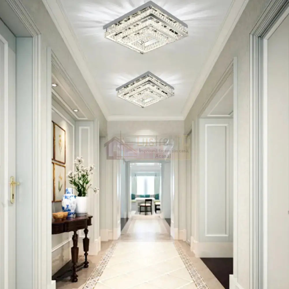 Lustra LED Exquisite Square Cristal Echivalent 400W Telecomanda CHROME / 40CM / CRISTAL Chandeliers