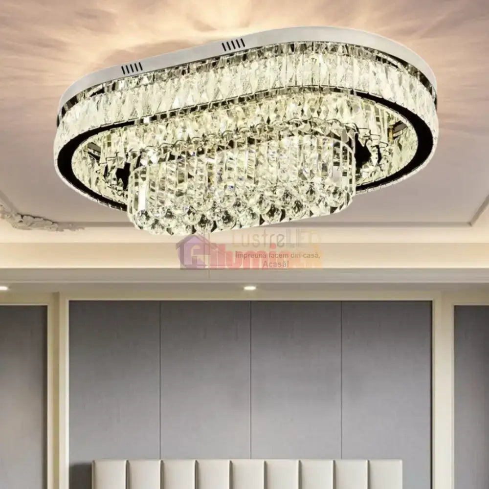 Lustra LED Aplicata Grand Aurora Cristal Telecomanda lustreled.ro
