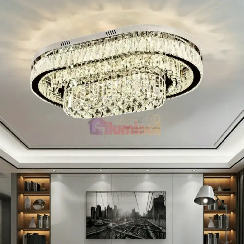 Lustra LED Aplicata Grand Aurora Cristal Telecomanda lustreled.ro