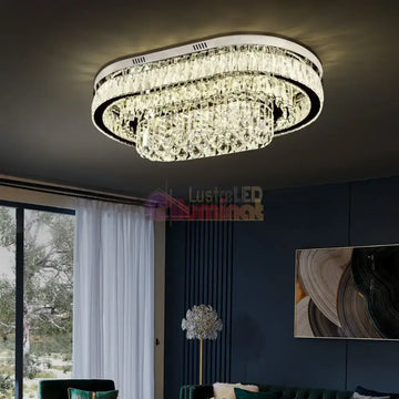 Lustra LED Cristal Aplicata 85x50cm Grand Aurora Telecomanda Echivalent 1000W