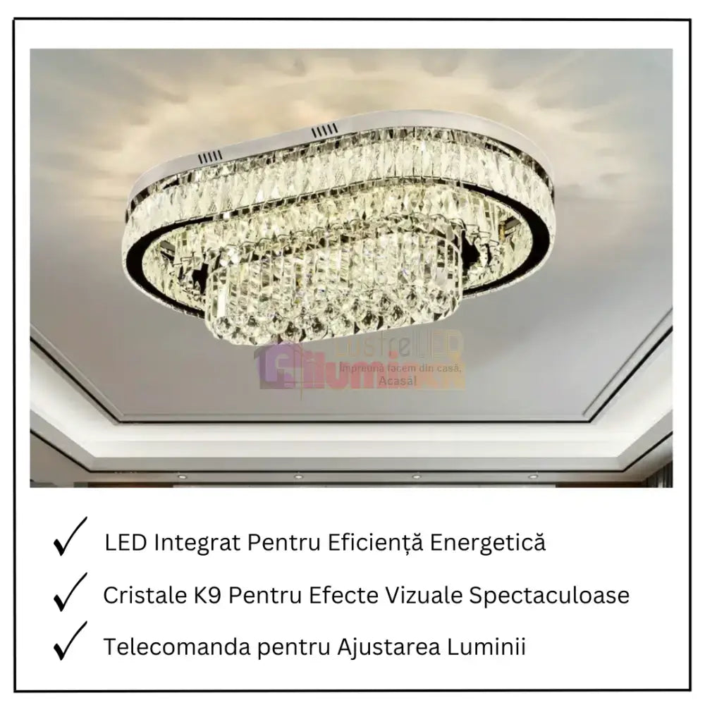 Lustra LED Aplicata Grand Aurora Cristal Telecomanda lustreled.ro