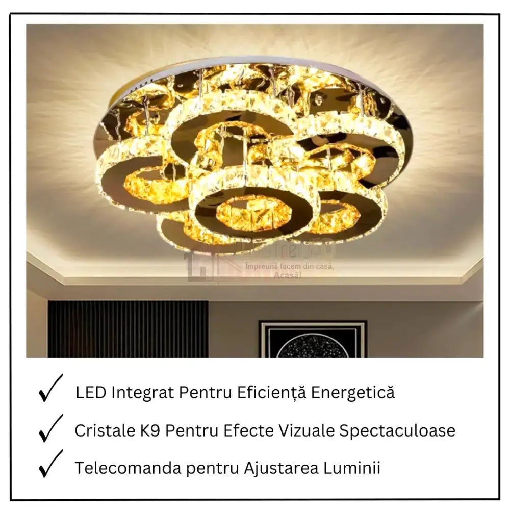 Lustra LED Elegance Aurora Cristal Telecomanda CHROME / 50CM / CRISTAL Chandeliers