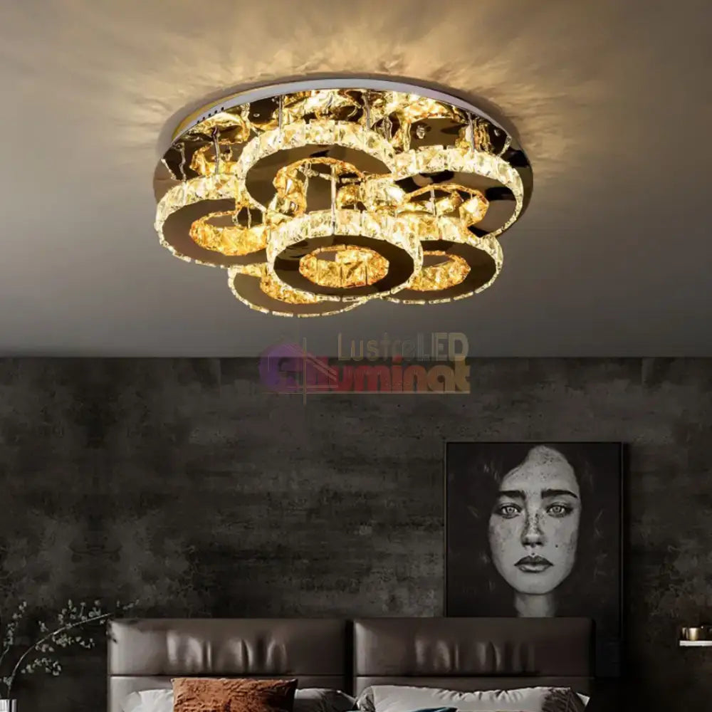 Lustra LED Elegance Aurora Cristal Telecomanda lustreled.ro