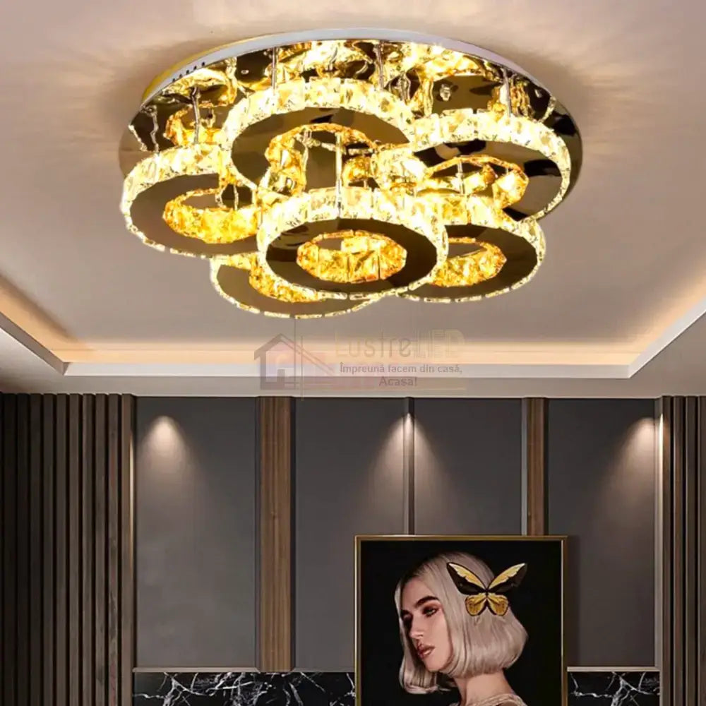 Lustra LED Elegance Aurora Cristal Telecomanda CHROME / 50CM / CRISTAL Chandeliers