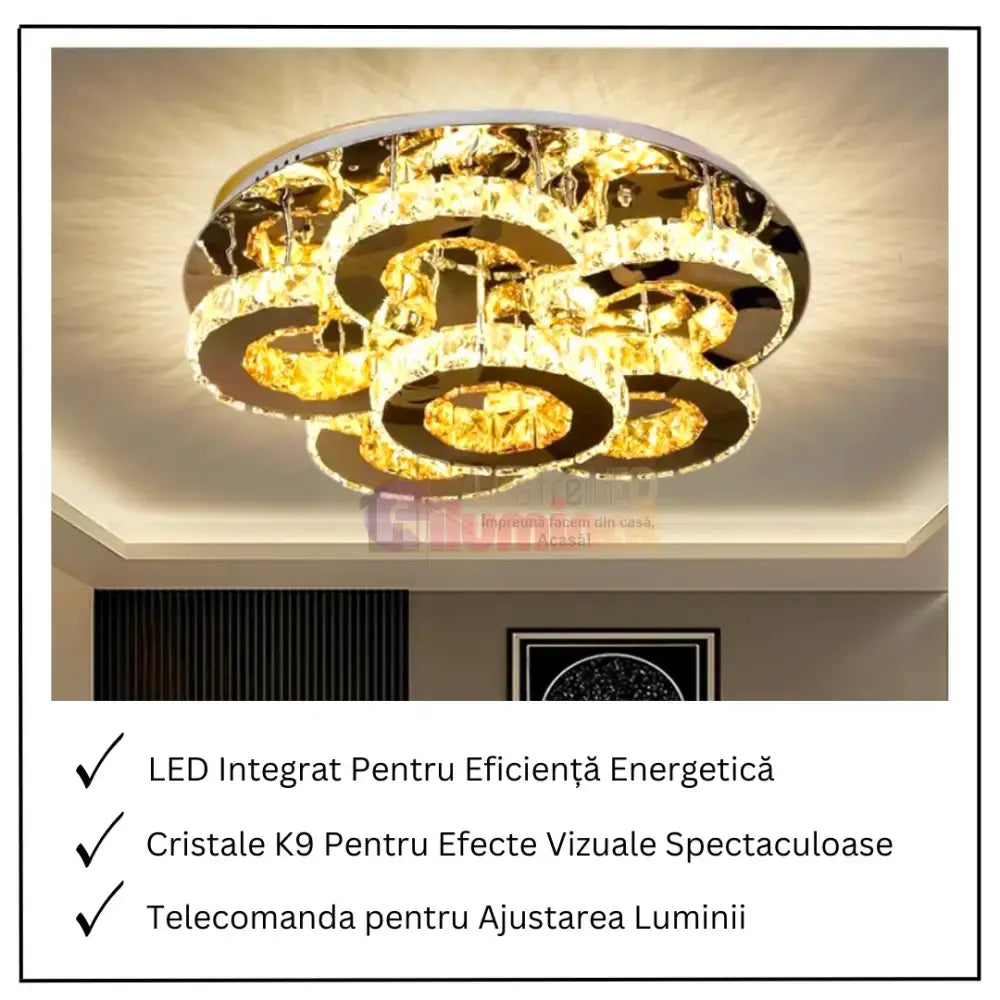 Lustra LED Elegance Aurora Cristal Telecomanda lustreled.ro